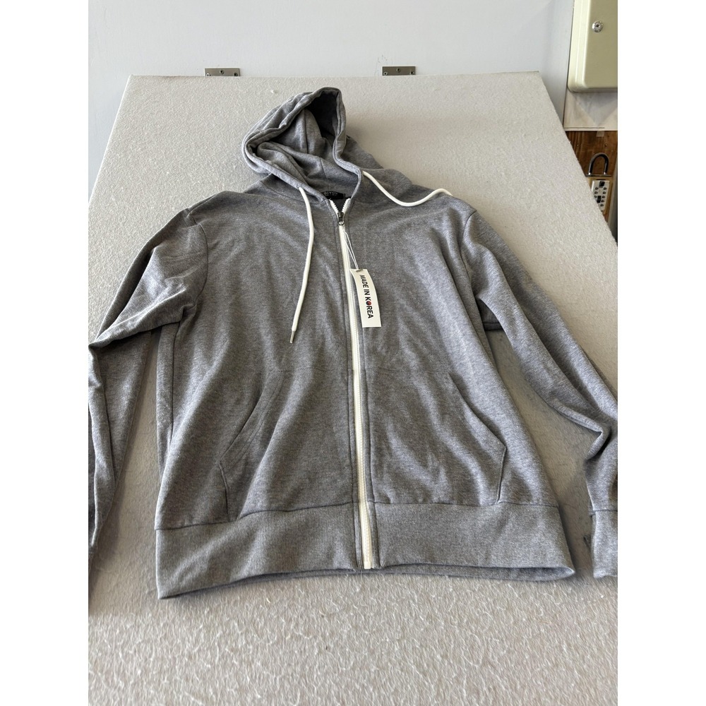 GIVON Hoodie Mens XL Gray Full Zip Lightweight Jersey Sweatshirt Pockets